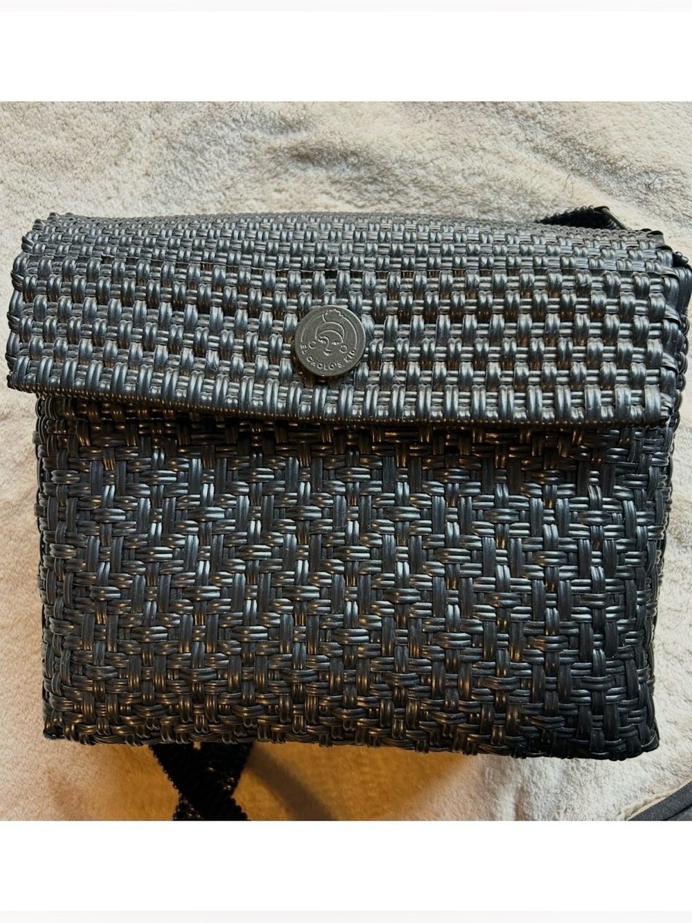 El Cholo’s Kid Black Woven Crossbody Bag with Magnetic Closure
